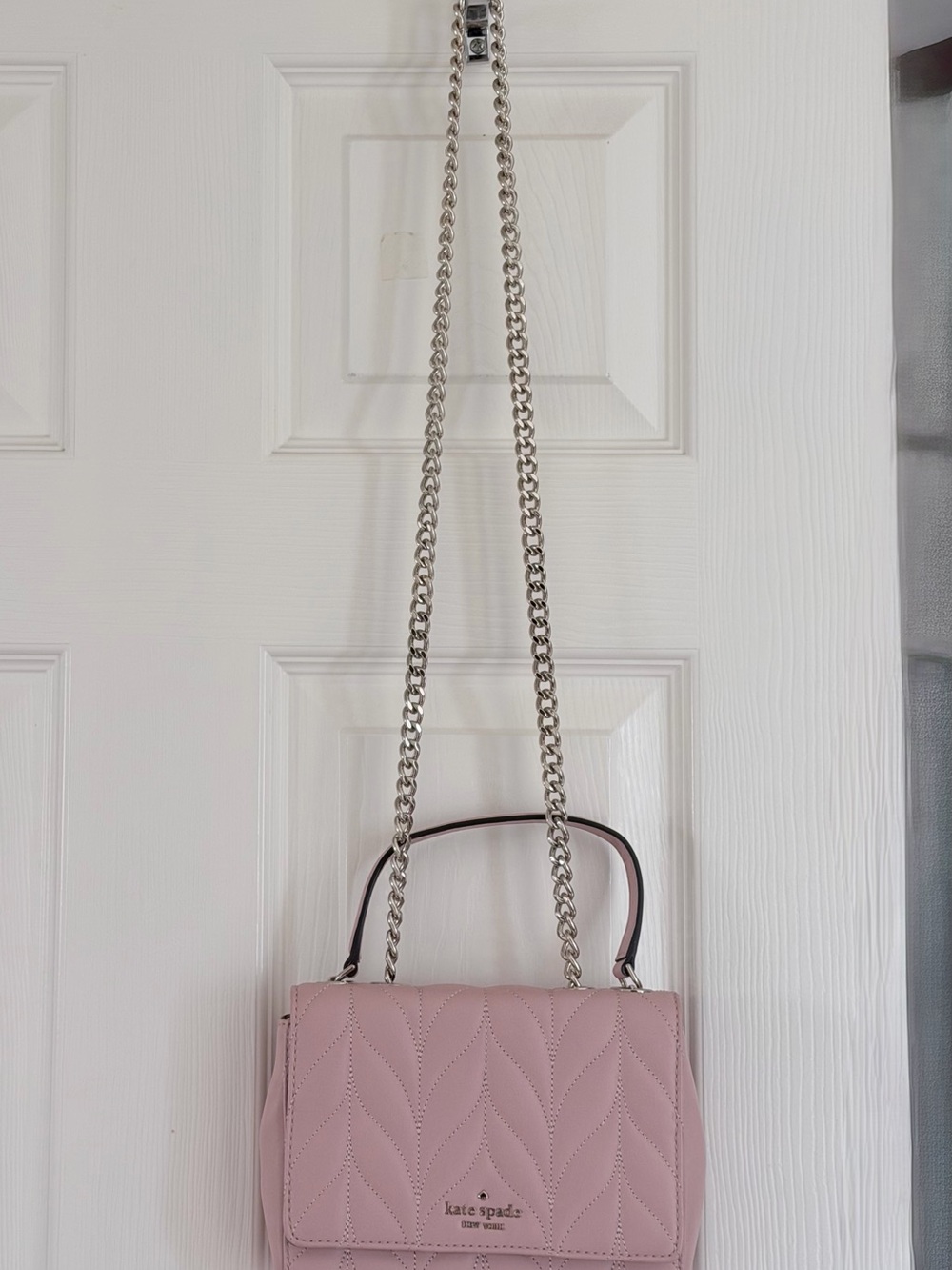 kate spade Blush Pink Quilted Crossbody Bag with Chain Strap